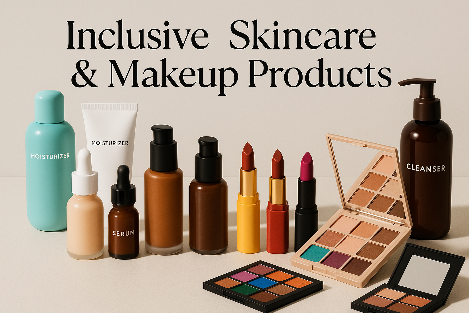 include pic heading "Inclusive Skincare & Makeup Products"