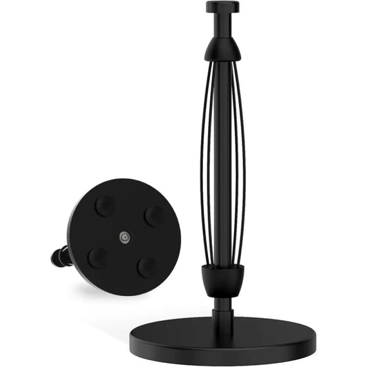VEHHE Stainless Steel Paper Towel Holder Stand: Black Countertop Holder with Ratchet Mechanism for Kitchen and Bathroom - Convenient One-Handed Tear Design