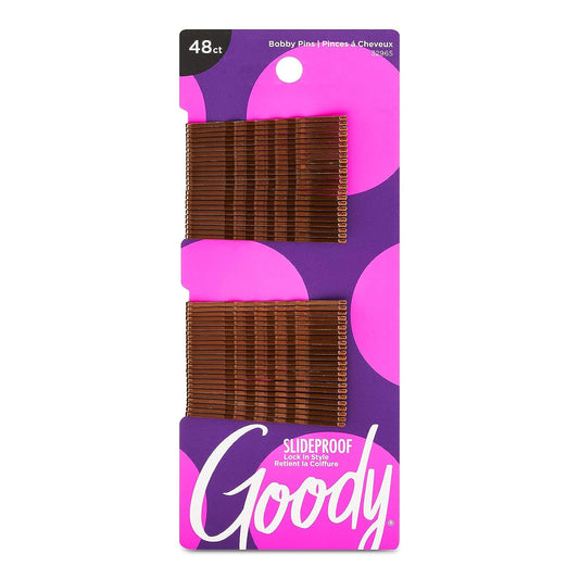 Goody Slideproof Bobby Pins - 48 Count in Brown, 2-Inch Pins for Secure Hairstyling - Effortlessly Style and Secure Your Hair with Pain-Free Hair Accessories, Suitable for All Hair Types, Single Pack