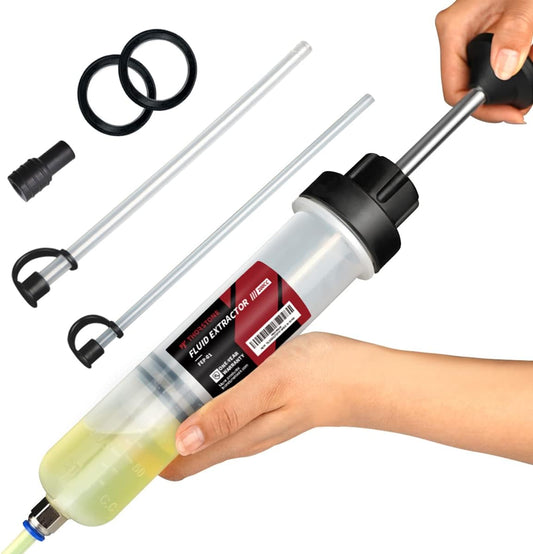 Thorstone Automotive Fluid Extractor Pump: Manual Oil Change Syringe with Hose - Effortless Fluid Suction and Filling (7 Oz./0.21 Qt./200 CC)
