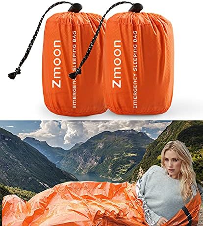 Zmoon Emergency Sleeping Bag 2-Pack: Lightweight Thermal Survival Sleeping Bags and Portable Emergency Blankets for Camping, Hiking, and Outdoor Activities