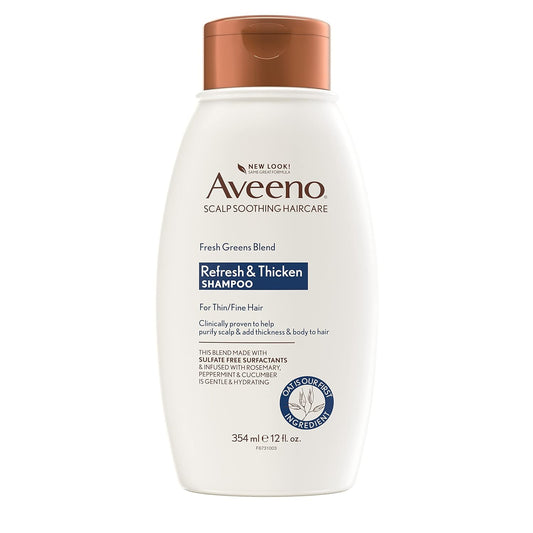 Aveeno Fresh Greens Blend Clarifying & Volumizing Shampoo: Sulfate-Free Formula with Rosemary, Peppermint & Cucumber for Thicker, Nourished Hair - Paraben-Free, 12oz