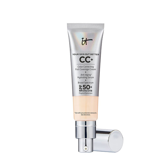 IT Cosmetics Your Skin But Better CC+ Cream - Color Correcting Cream - Full-Coverage Foundation - Hydrating Serum & SPF 50+ Sunscreen - Natural Finish - 1.08 Fl. Oz