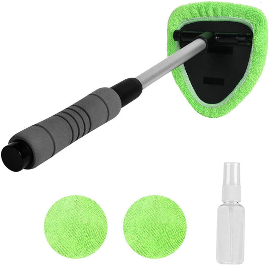 X XINDELL Windshield Cleaner Kit: Microfiber Car Window Cleaning Tool with Extendable Handle, Washable Cloth Pad Head, and Auto Glass Cleaning for Interior and Exterior - Extendable Version