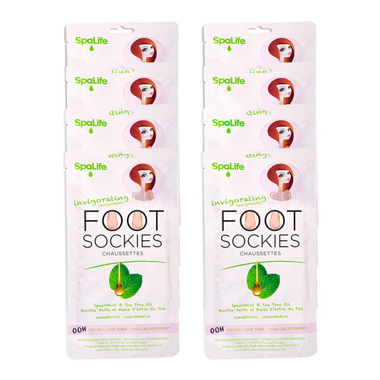 SpaRapture Refreshing Spearmint & Tea Tree Oil Infused Foot Sockies (8-Pack)