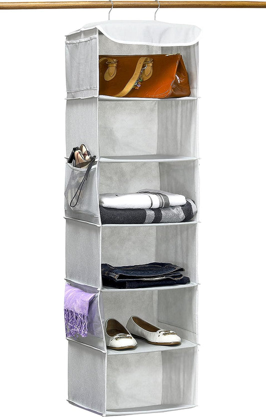 Simple Houseware Hanging Closet Organizer: 6 Shelves for Efficient Storage, Gray