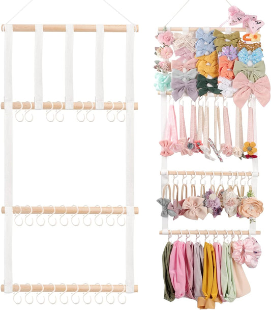 POVETIRE Hair Accessories Organizer: Headband Holder and Hair Bows Storage for Girls, Wall Hanging Decor for Toddler Girls' Rooms