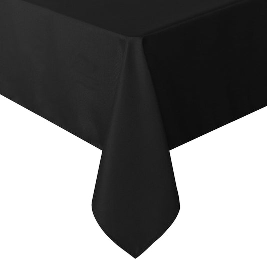 Rectangle Tablecloth - 60 x 84 Inch - Stain and Wrinkle Resistant Washable Polyester Table Cloth, Decorative Fabric Table Cover for Dining Table, Buffet Parties, and Camping - Black, by Sancua