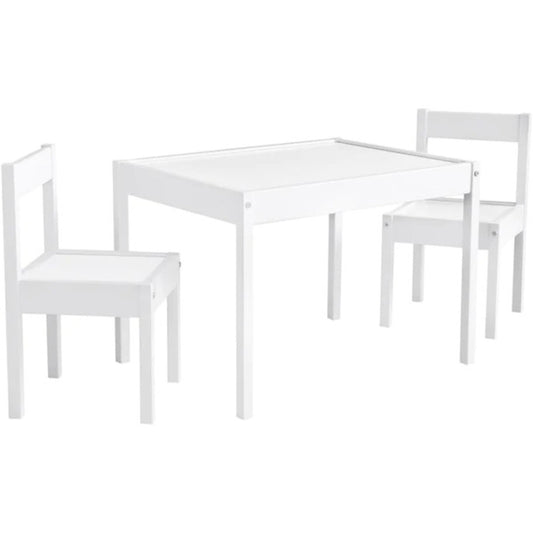 Tiny Haven 3-Piece Children's Table and Chair Set: Perfect for Playtime and Learning, White