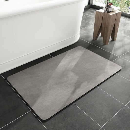 MontVoo Bath Rug: Quick-Dry, Super Absorbent, and Non-Slip - Fits Under Doors and Perfect for Front of Bathtub, Shower Room, Sink - Washable Bathroom Floor Mat in Elegant Gray (16x24)