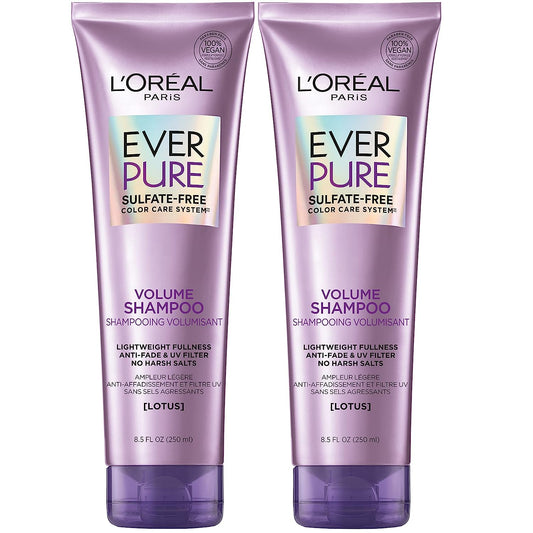 L'Oreal Paris EverPure Volume Sulfate-Free Shampoo & Conditioner Kit | Color-Treated Hair Care | Boosts Volume and Shine for Fine, Flat Hair | (8.5 fl. oz. each)