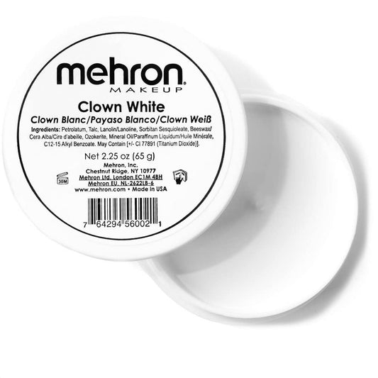 Mehron Makeup Clown White: Professional White Face Paint Cream for Halloween Clown Makeup - 2.25 oz (65g)