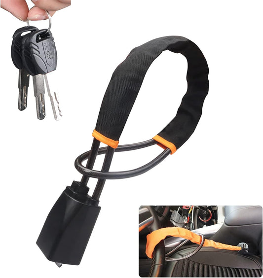 Universal Car Anti-Theft Steering Wheel Lock: Secure Your Vehicle with Car Seat Belt Compatibility (Up to 17 inches)