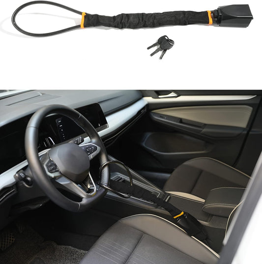 YAKEFLY High-Strength Car Steering Wheel Lock: Anti-Theft Security Device with 2 Keys for Car Theft Prevention (Black)