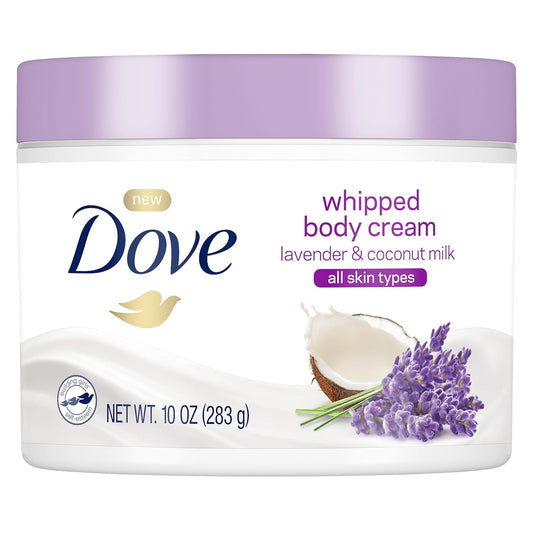 Dove Whipped Body Cream - Lavender and Coconut Milk: 10 oz of Luxurious Skin Moisturization