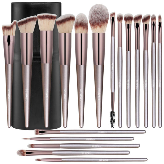 BS-MALL 18-Piece Premium Synthetic Makeup Brush Set: Foundation, Powder, Concealers, Eye shadows, Blush Brushes with Black Case (Color: A-Champagne)
