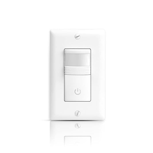 ECOELER PIR Infrared Motion Sensor Light Switch: No Neutral Wire Required, Offers Ambient Light Sensing, Occupancy & Vacancy Modes, Single Pole Installation, UL Listed & FCC Listed