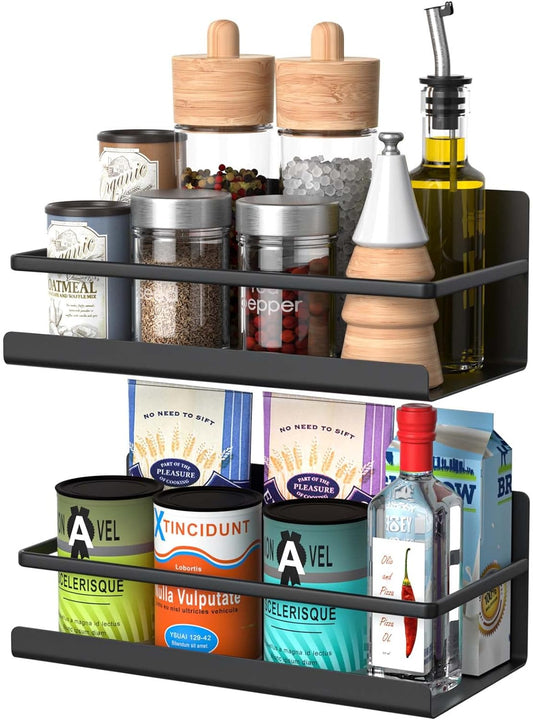 Double the Spice: Rasupro Magnetic Spice Rack Organizer 2-Pack - Convenient and Durable Refrigerator Spice Racks for Easy Kitchen Organization