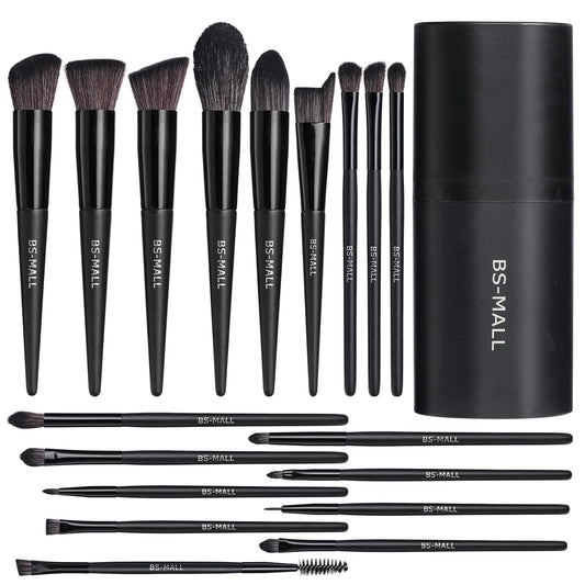 BS-MALL 18-Piece Premium Synthetic Makeup Brush Set - Ideal for Foundation, Powder, Concealers, Eye Shadows, and Blush - Includes Black Case