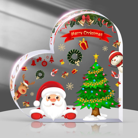 Heartfelt Holiday Charm: Acrylic Heart-Shaped Christmas Decorations for Table, Office Desk, Tiered Tray, Mantle, and Shelf - Thoughtful Gifts for Women and Girls - Elevate Your Indoor Home Decor This Festive Season