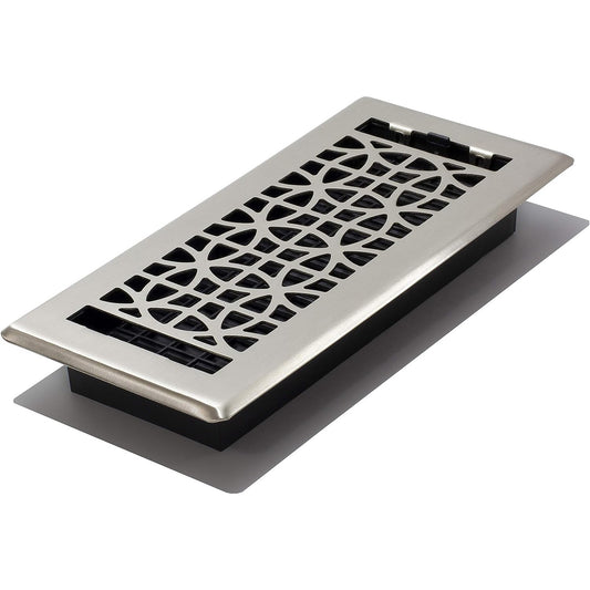 Elegant Eclipse Plated Floor Register - 4-Inch by 10-Inch, Nickel Finish by Decor Grates