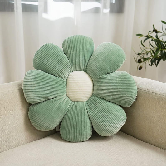 Flower Pillow: Cute and Comfortable Floor Cushions in Soft Sage Green - Fun Plant Throw Pillows for a Preppy Aesthetic Room Decor on Couch, Sofa, or Chair (14.5 inches)
