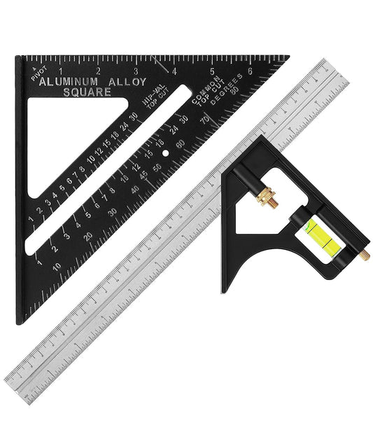 Mr. Pen 2-Piece Square Tool Set: Versatile 7" Rafter Square and 12" Aluminum Carpenter Square for Precision Woodworking