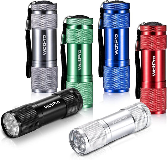 Ultra-Bright LED Mini Flashlights: WdtPro 6-Pack with Lanyards - Assorted Colors - Ideal Tac Torch Lights for Kids, Night Reading, Power Outages, and Camping