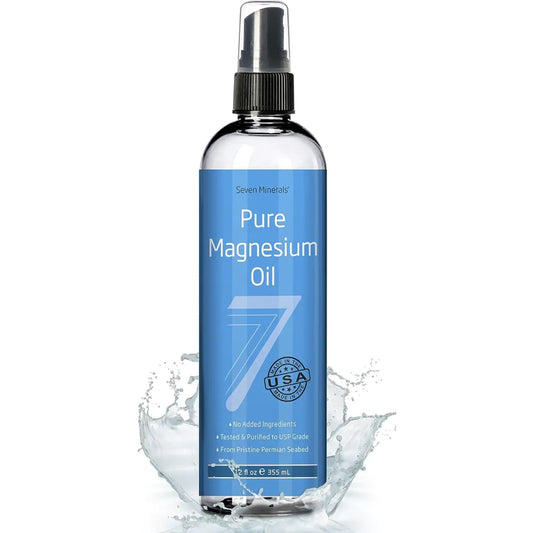 Pure Magnesium Oil Spray: 12 fl oz of 100% Natural, USP Grade Magnesium - Free from Unhealthy Trace Minerals, Sourced from an Ancient Underground Permian Seabed in the USA - Includes Free Ebook