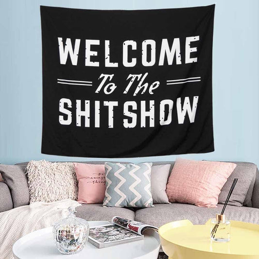 abcdefg Welcome to The Shitshow Boutique Tapestry: Vintage Wall Hanging for Living Room, Bedroom, Dorm, and Party Decor - Size 59.1x51.2 Inches in Bold Black