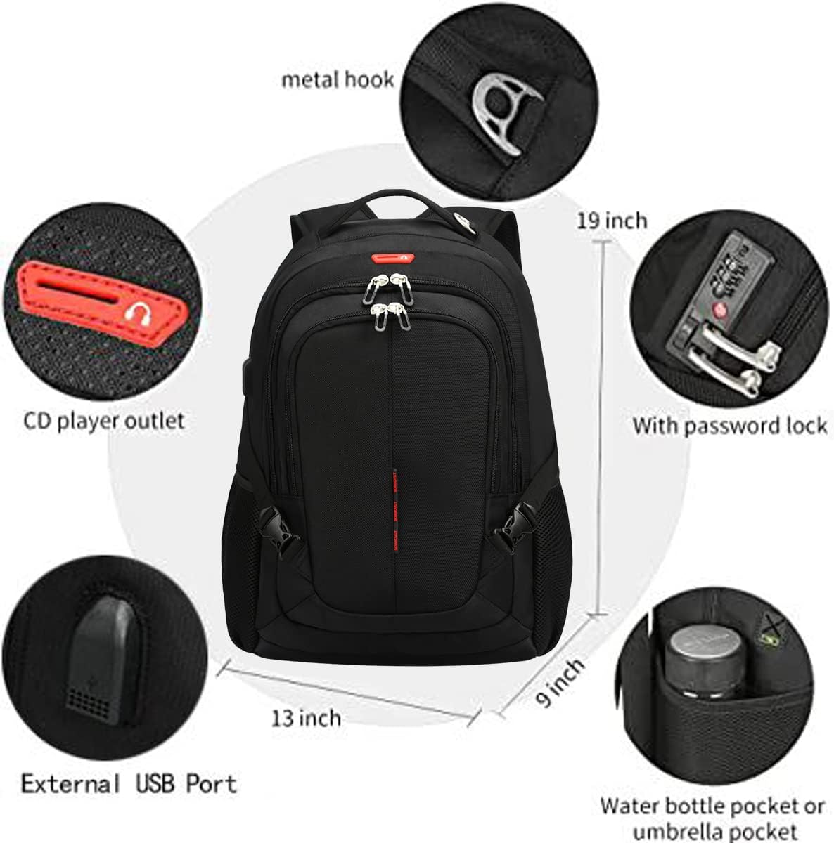 Sowaovut Travel Laptop Backpack: Anti-Theft Bag with USB Charging Port and Password Lock, Designed to Fit 15.6 Inch Laptops for Men and Women