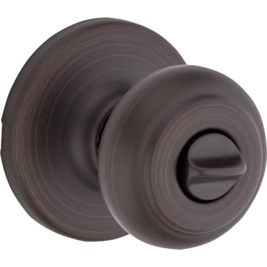 Kwikset 93001-868 Cove Bed and Bath Knob - Venetian Bronze Finish - Privacy Function for Bedroom and Bathroom