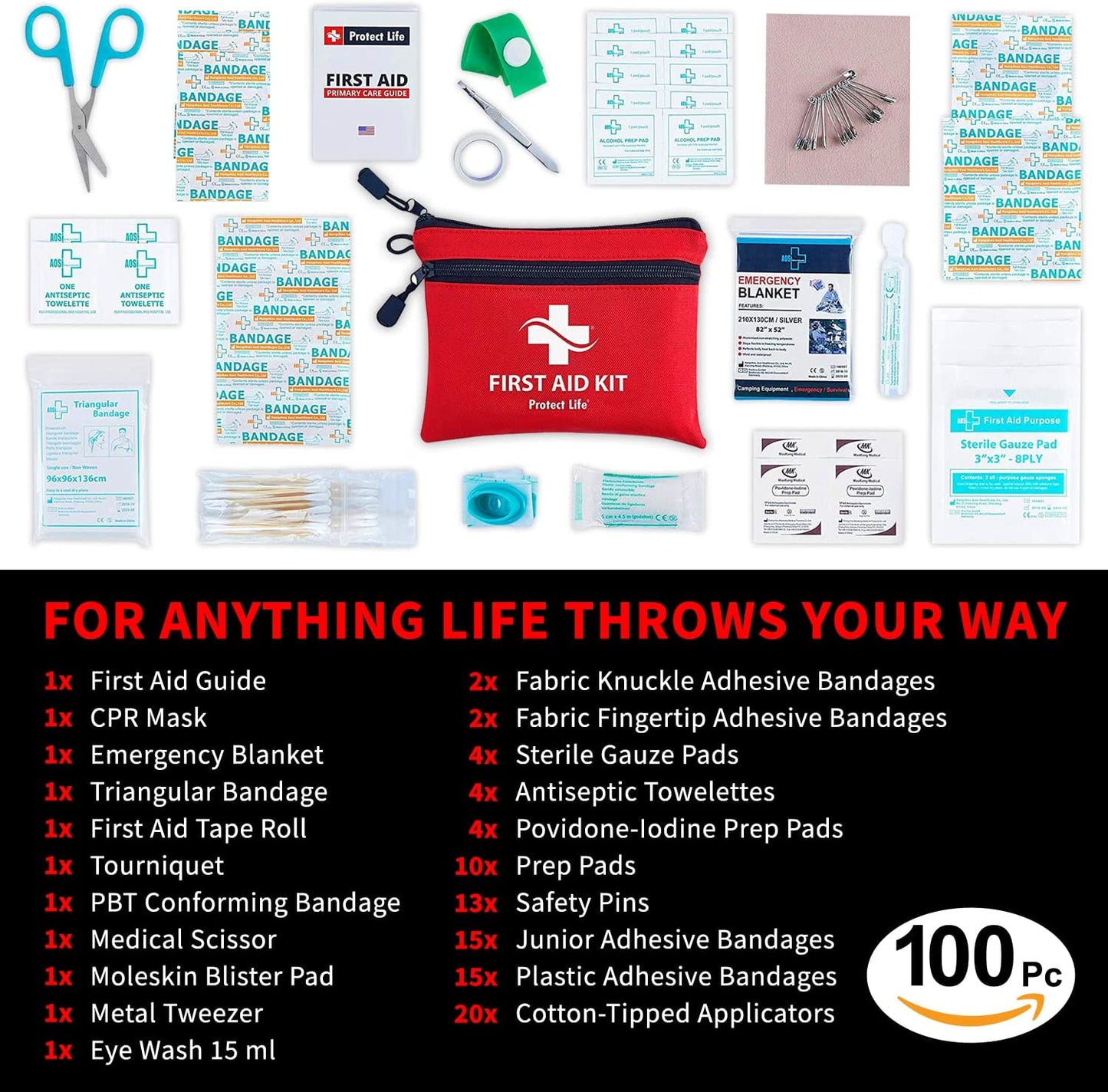 First Aid Kit for Home and Businesses - Emergency and Travel First Aid Kit for Car - Small, Compact First Aid Kit Bag for Survival and Medical Emergencies - Ideal for Hiking, Camping, Backpacking