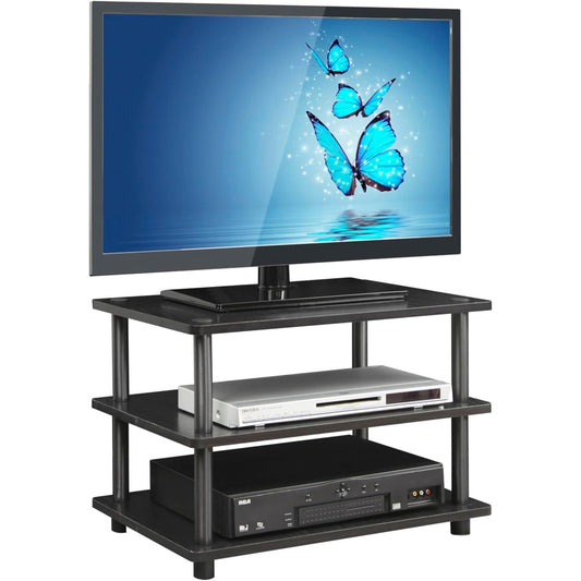 FURINNO Blackwood/Black Turn-N-Tube 3-Tier Corner TV Stand with Easy Assembly
