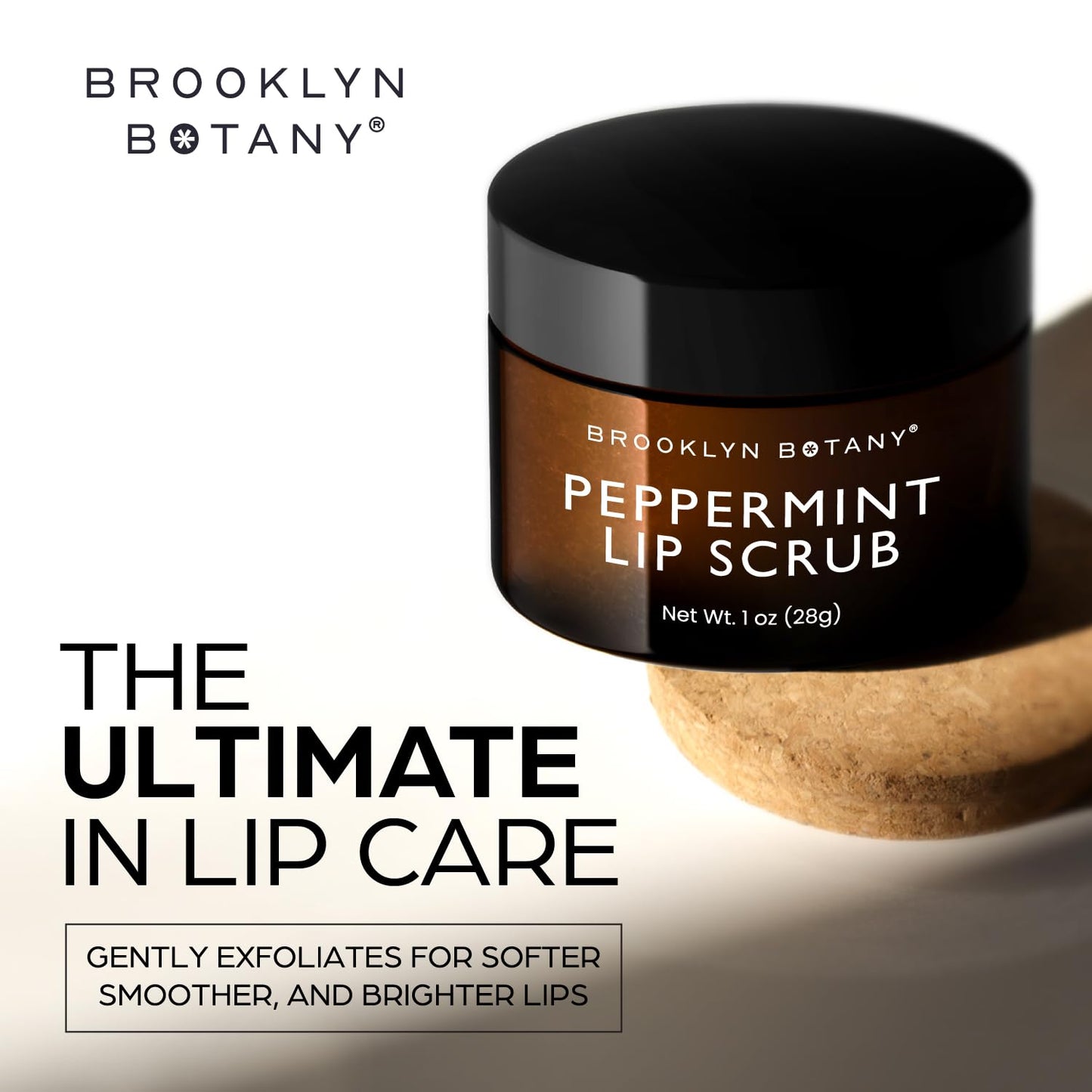 Brooklyn Botany Lip Scrub Exfoliator 1 oz: Peppermint-Flavored Lip Moisturizer for Dry and Chapped Lips - Gentle Exfoliation for Smooth and Brighter Lips