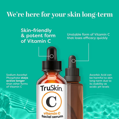 TruSkin Vitamin C Serum for Face – Brightening Anti-Aging Formula with Vitamin C, Hyaluronic Acid, and Vitamin E – Targets Dark Spots, Uneven Skin Tone, Eye Area, Fine Lines & Wrinkles – 1 Fl Oz