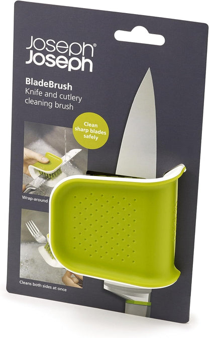 Joseph Joseph BladeBrush Knife and Cutlery Cleaner Brush - Efficient Kitchen Washing Tool, Non-Slip Design, Green
