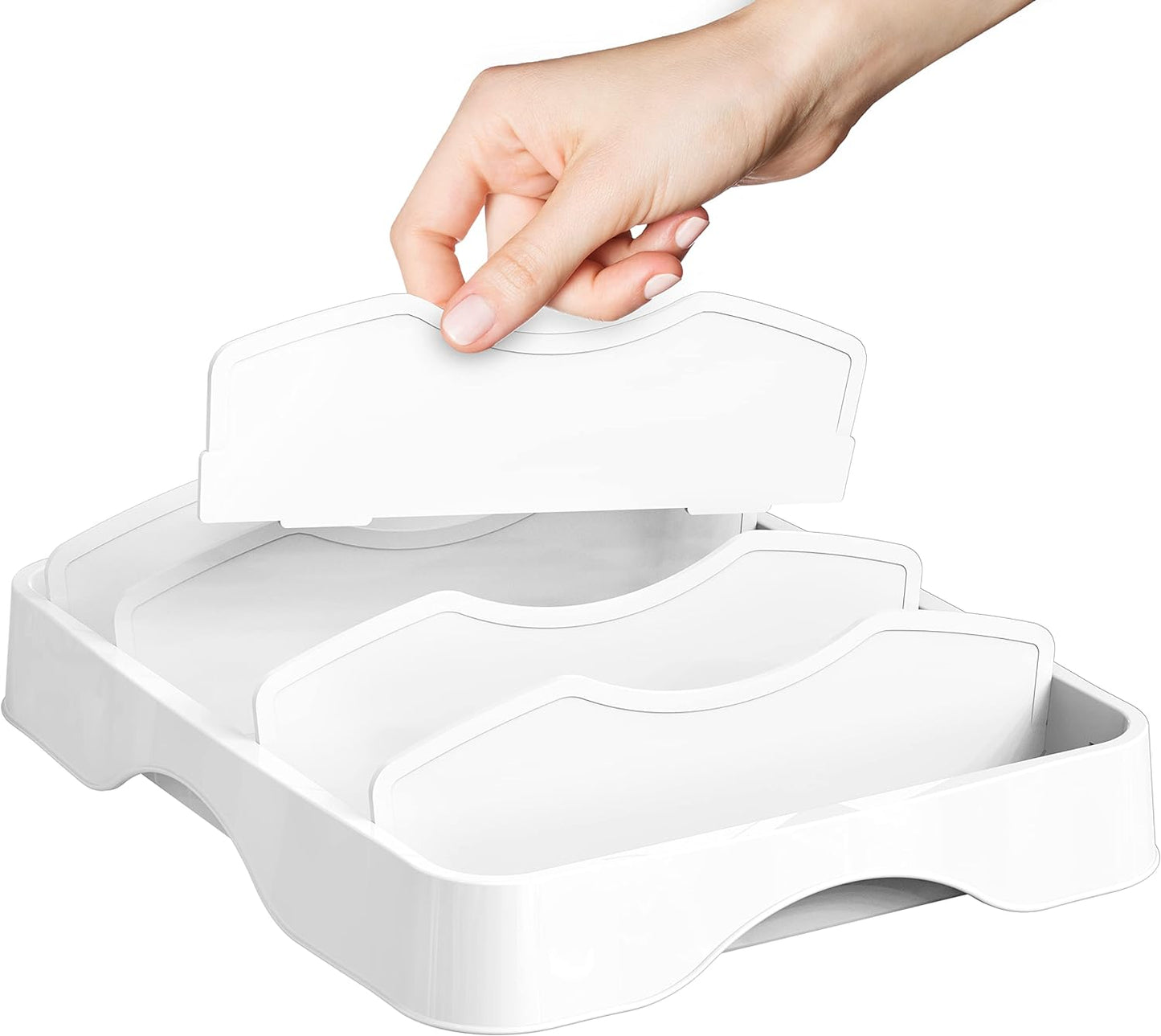 Neatly Organized: SimpleHouseware Adjustable Food Container Lid Organizer, 13''x10'', White