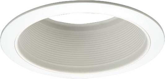 White Recessed Ceiling Light Fixture Trim with Straight Side Metal Baffle - E26 Series 6 in.