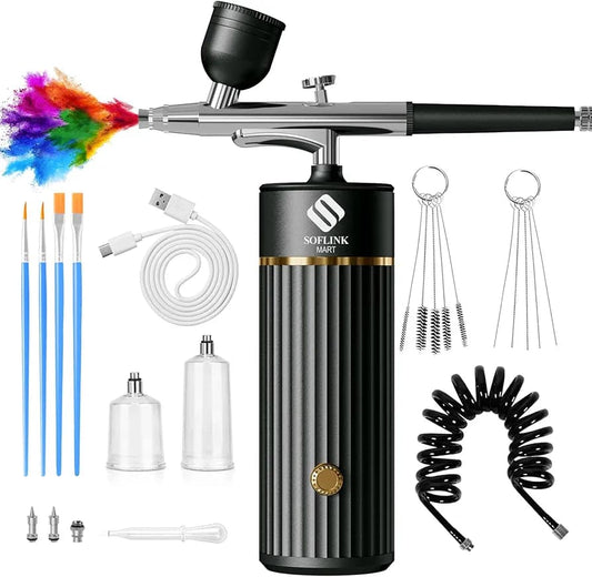 Cordless Airbrush Kit with Compressor, 48 PSI Rechargeable Handheld Airbrush for Nails, Portable Nail Airbrush Machine Gel Polish for Tattoo, Makeup, Barber Decoration etc